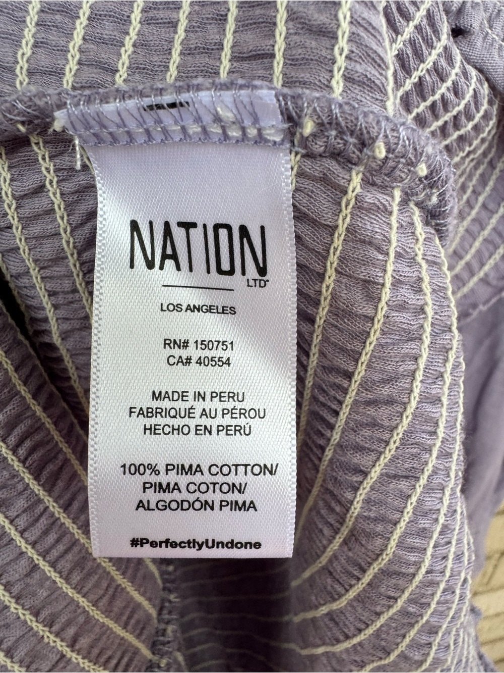 Nation LTD Lavender Puff-Sleeve Smocked Pima Cotton Top XS - Picture 7 of 7